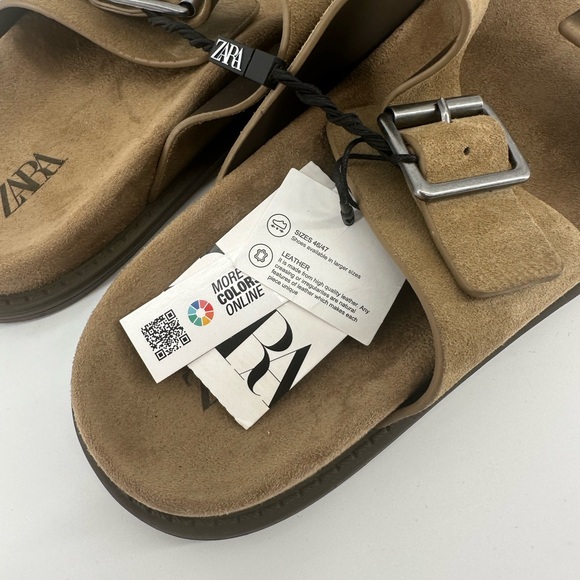 New Zara men’s leather sandals size 10 - Picture 2 of 4